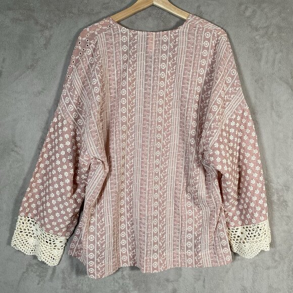 ZARA Top XL Openwork Floral Eyelet Embroidered Crochet Lace Boho Peasant Beachy - Picture 9 of 13